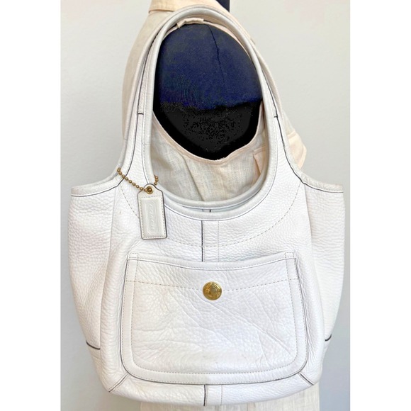 COACH Vintage 65th Anniversary Ergo Hobo White Pebbled Leather Shoulder Bag - Picture 1 of 13